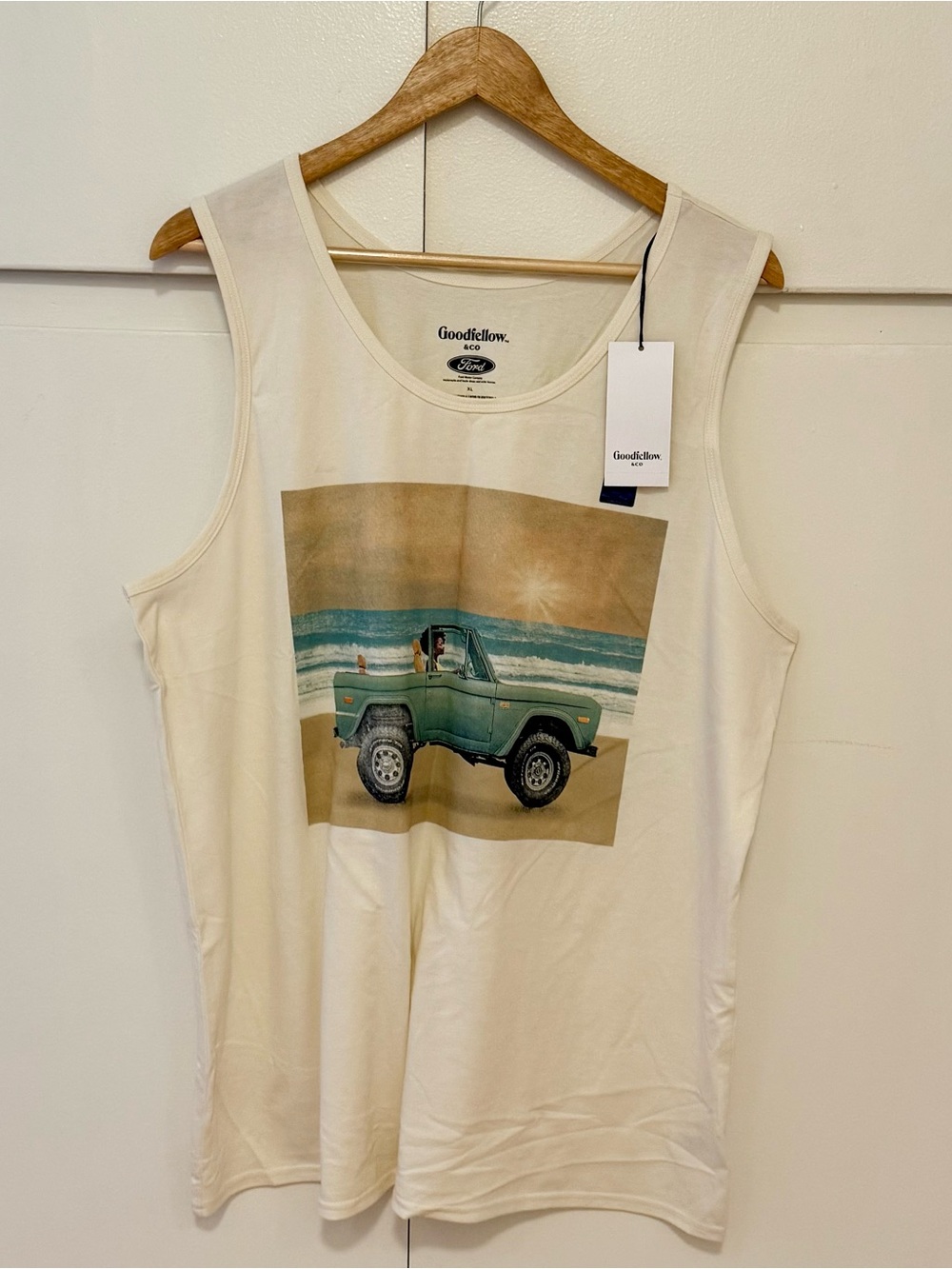 NWT Goodfellow & Co Target Men's Tank Top Bronco Print Cream - Size XL